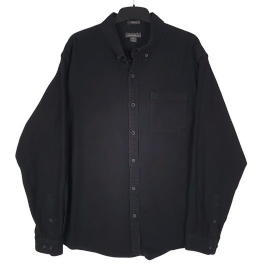 Mens Black Eddie Bauer Chamois Long Sleeve Shirt