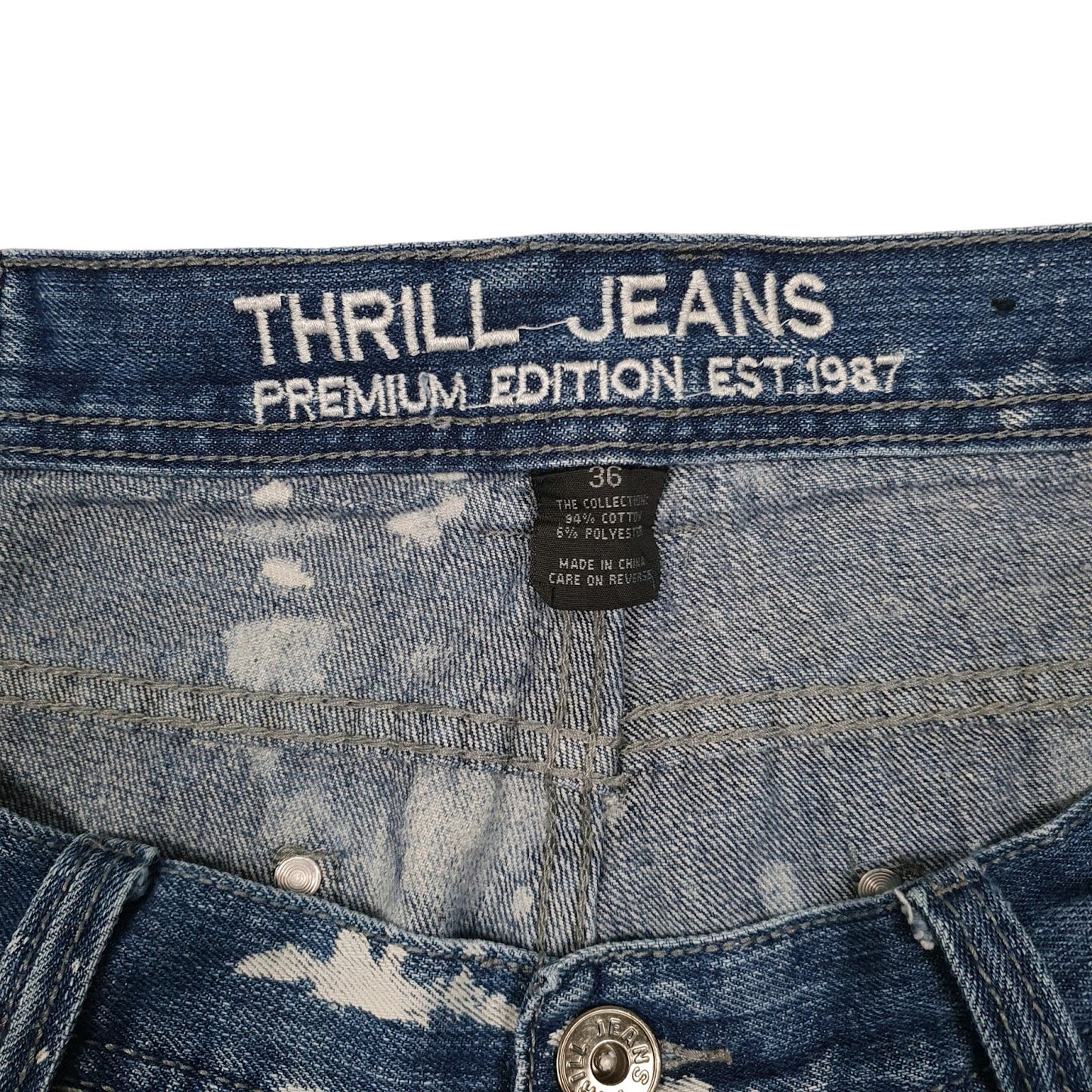 Mens Blue Thrill Jeans Acid Wash  Shorts