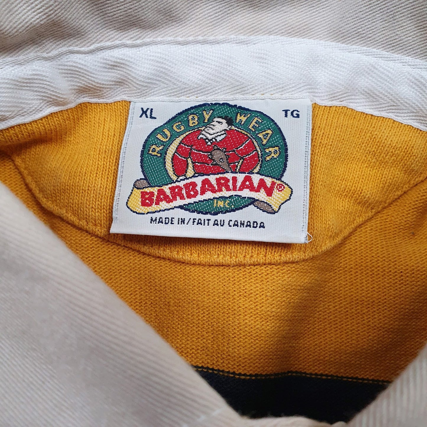 Mens Yellow Barbarian Rugby Crewneck Polo Shirt
