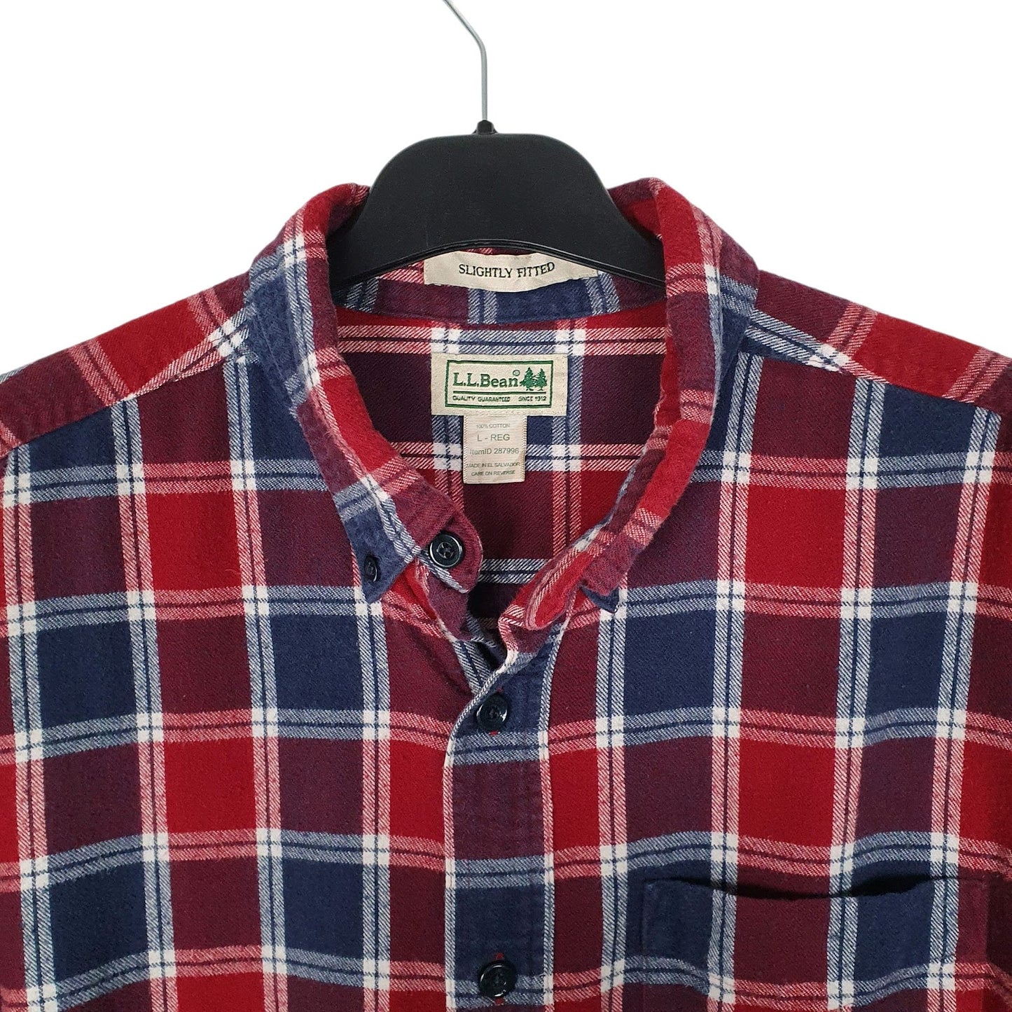 Mens Red L.L.Bean Scoth Plaid Flannel  Shirt