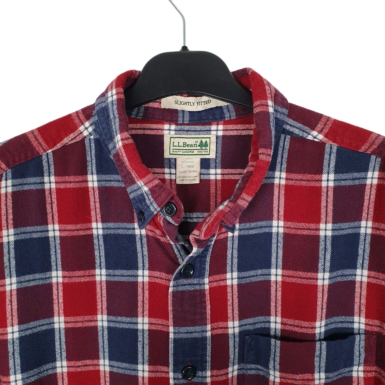 Mens Red L.L.Bean Scoth Plaid Flannel  Shirt