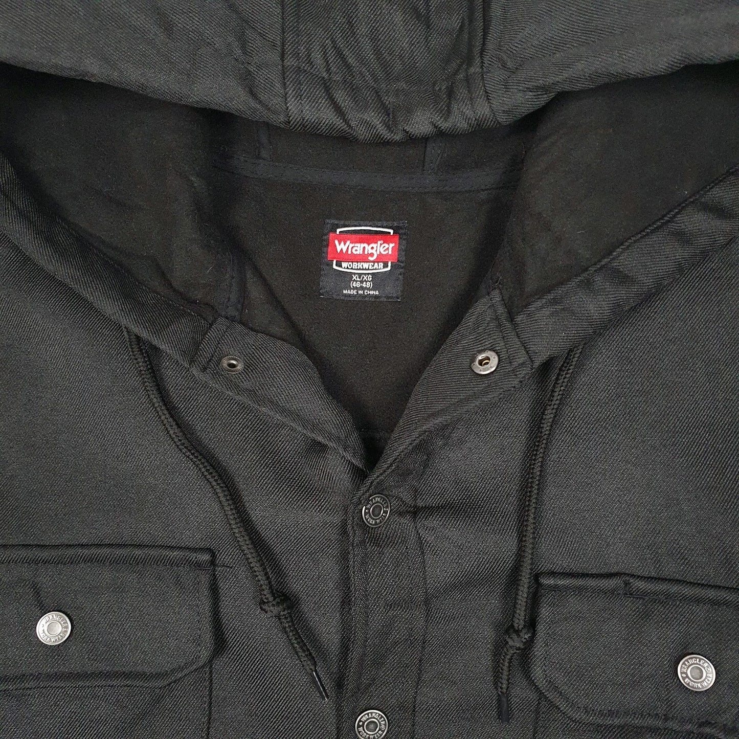 Mens Black Wrangler Chore Windbreaker Hoodie  Coat