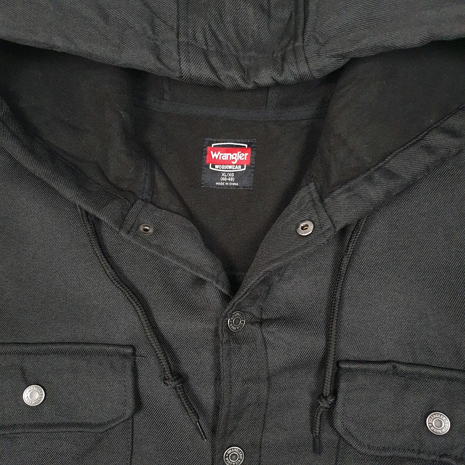 Mens Black Wrangler Chore Windbreaker Hoodie  Coat