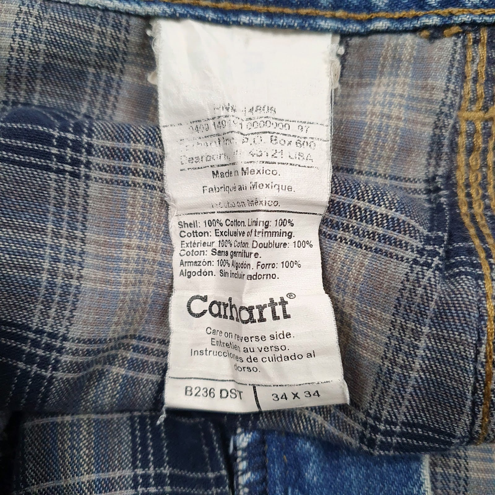 Mens Blue Carhartt B236 DST Blanket Lined  Jeans