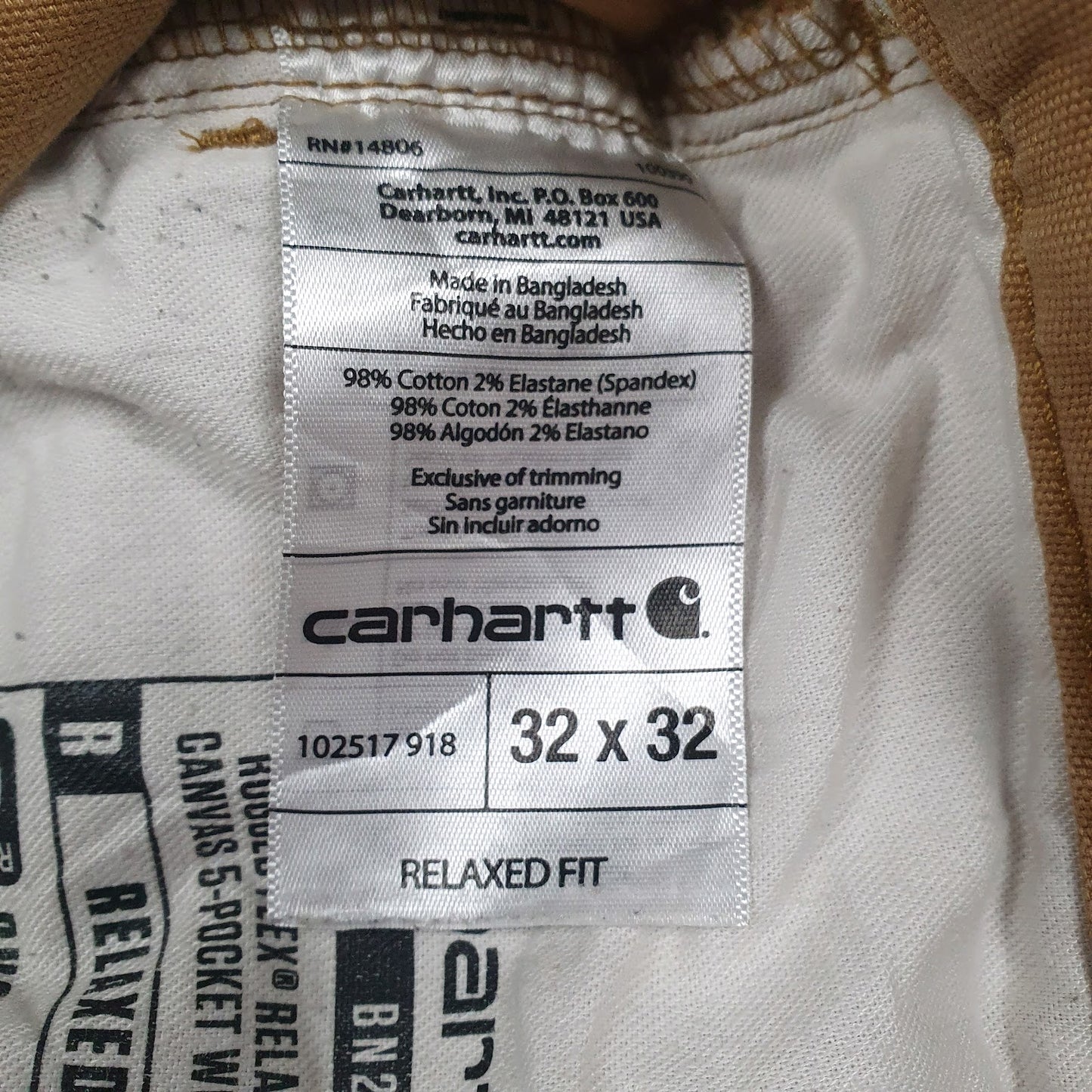 Mens Brown Carhartt BN517-M Workwear  Trousers
