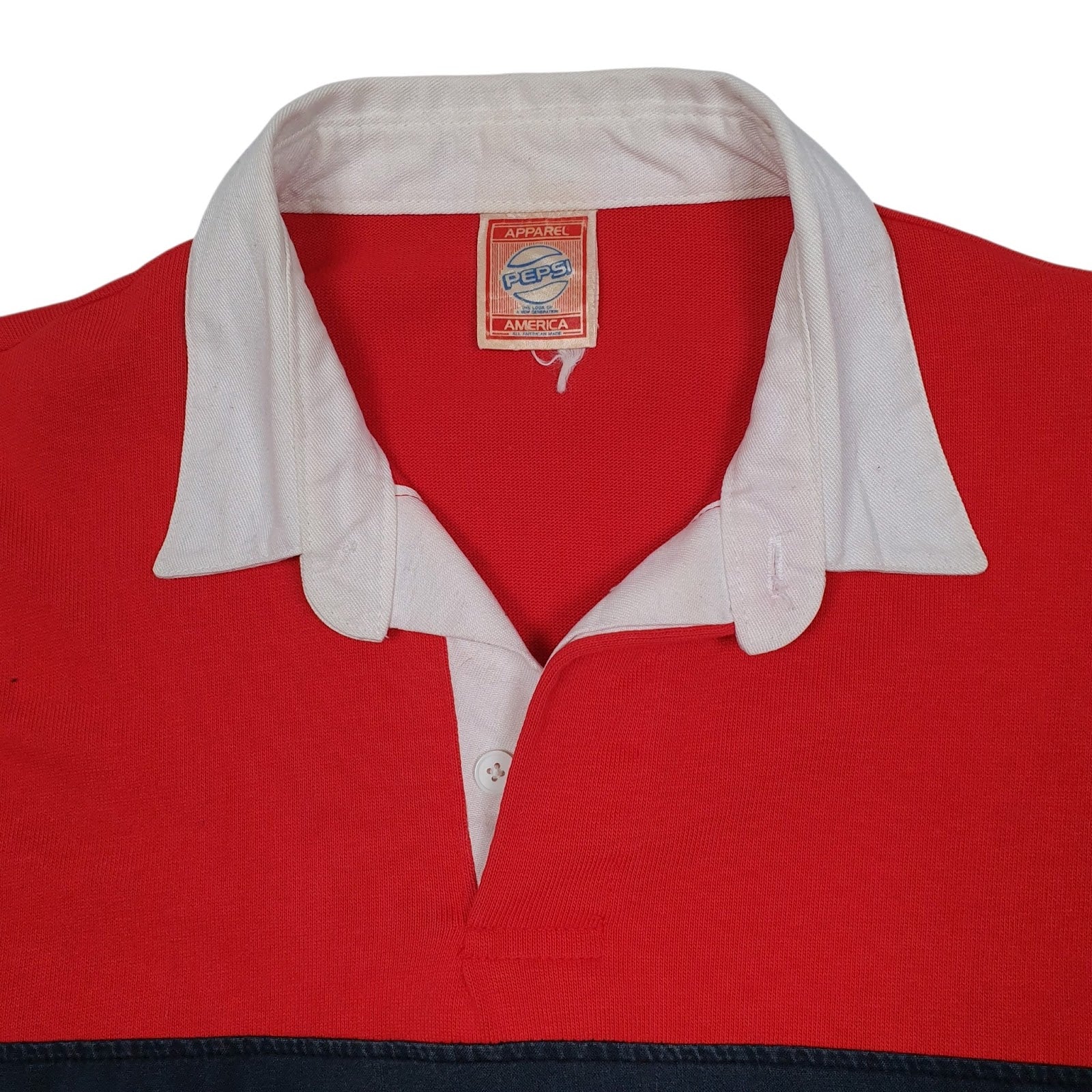 Mens Red Pepsi America Rugby Vintage 90s American Made  Polo Shirt