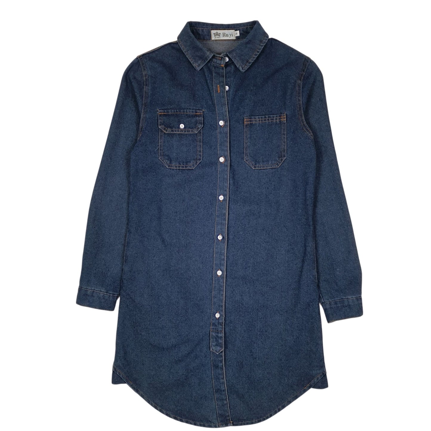 Womens Blue Ru Yi  Long Sleeve Dress