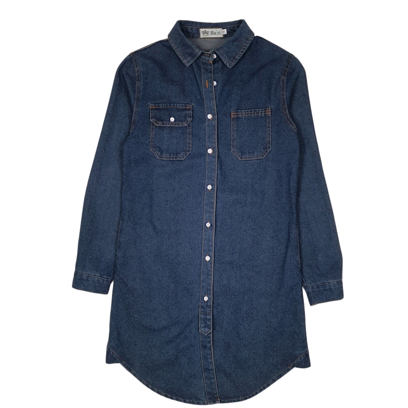 Womens Blue Ru Yi  Long Sleeve Dress