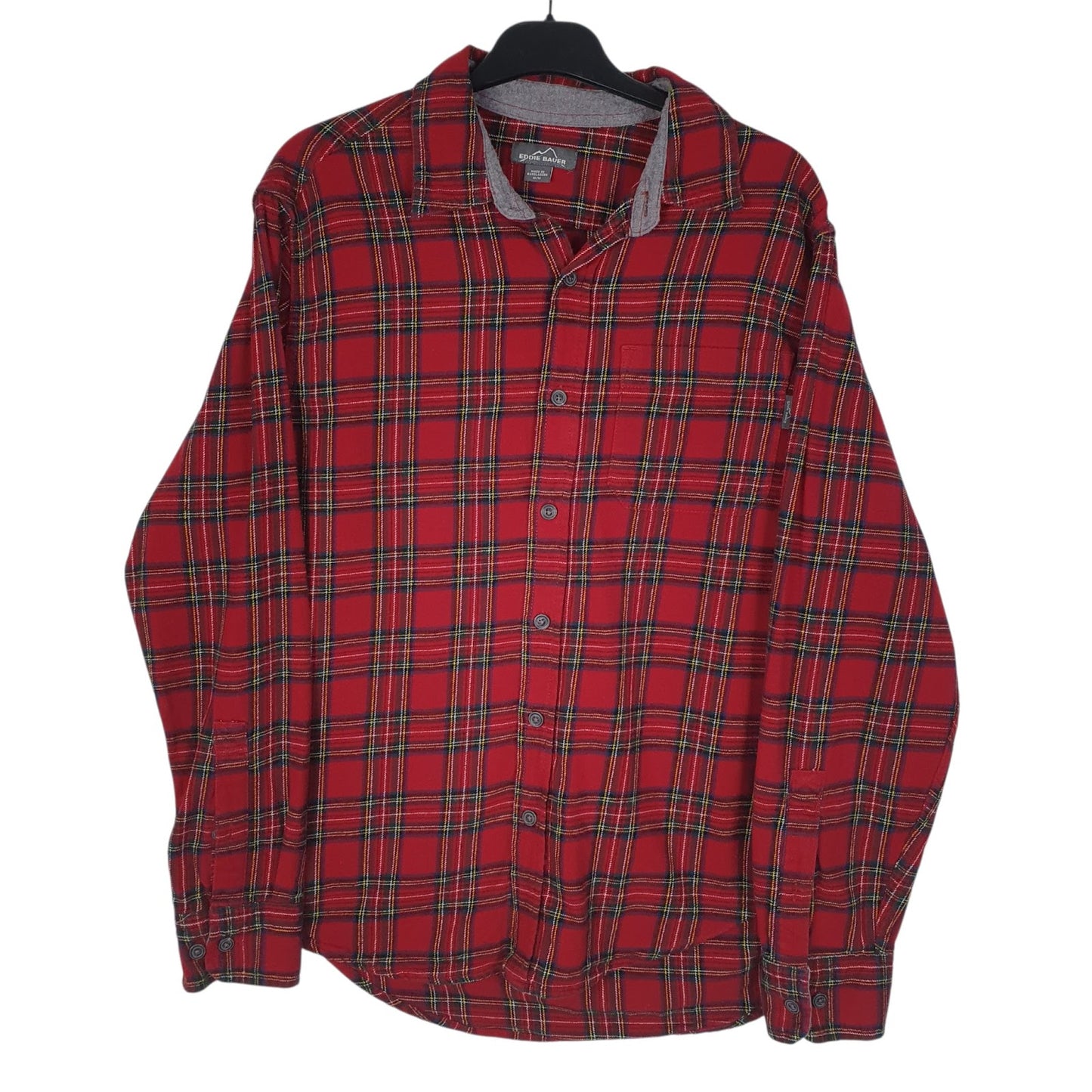 Mens Red Eddie Bauer Flannel Long Sleeve Shirt
