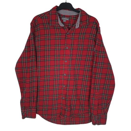 Mens Red Eddie Bauer Flannel Long Sleeve Shirt