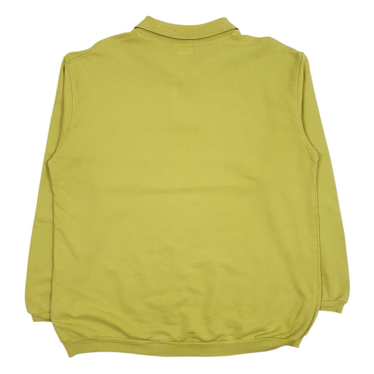 Mens Green United Cotton Company Henley Vintage 90s Quarter Zip Jumper