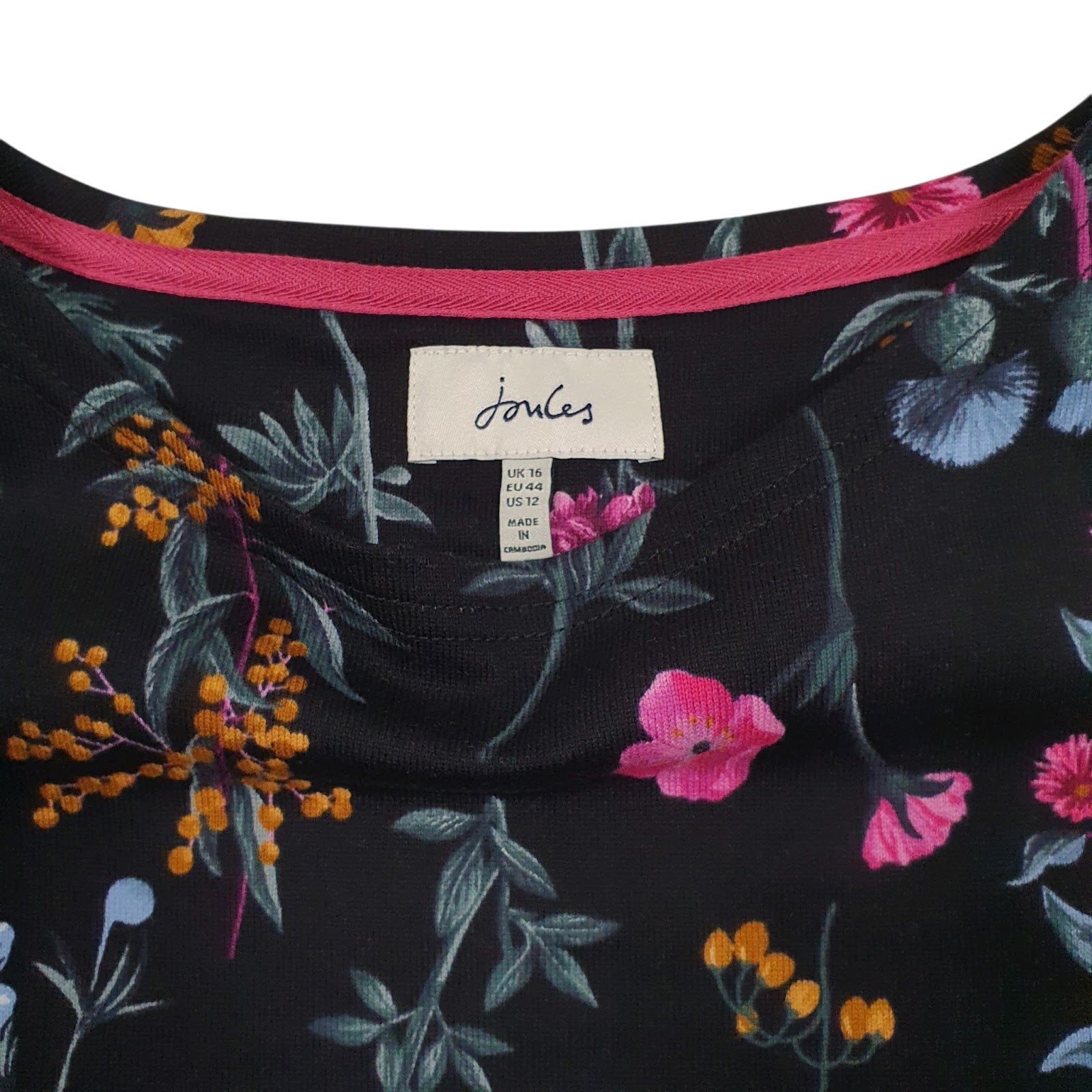 Womens Black Joules Floral  T Shirt