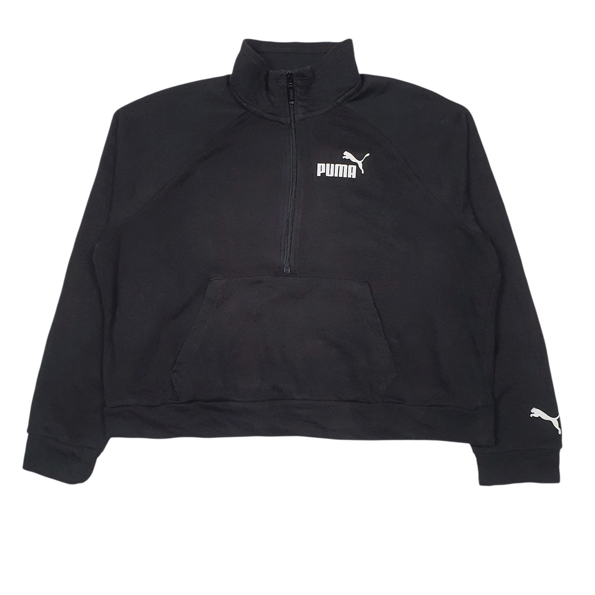 Womens Black Puma  Quarter Zip Jumper