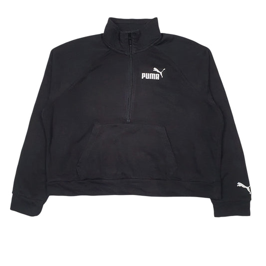 Womens Black Puma  Quarter Zip Jumper