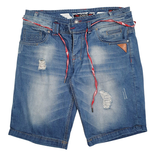 Mens Blue Geographical Norway Distressed Denim Shorts