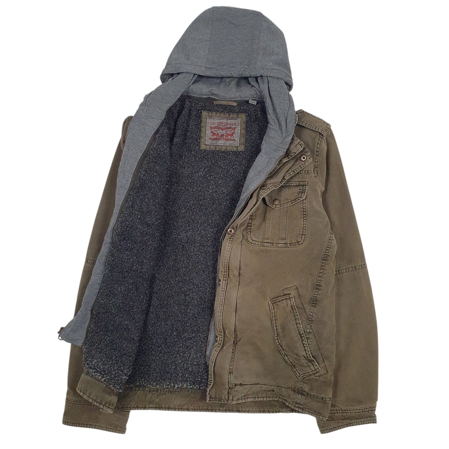 Mens Green Levis Sherpa Lined  Coat