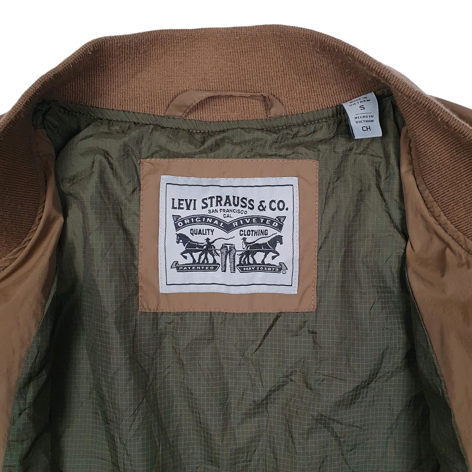 Mens Beige Levis Quilted  Coat