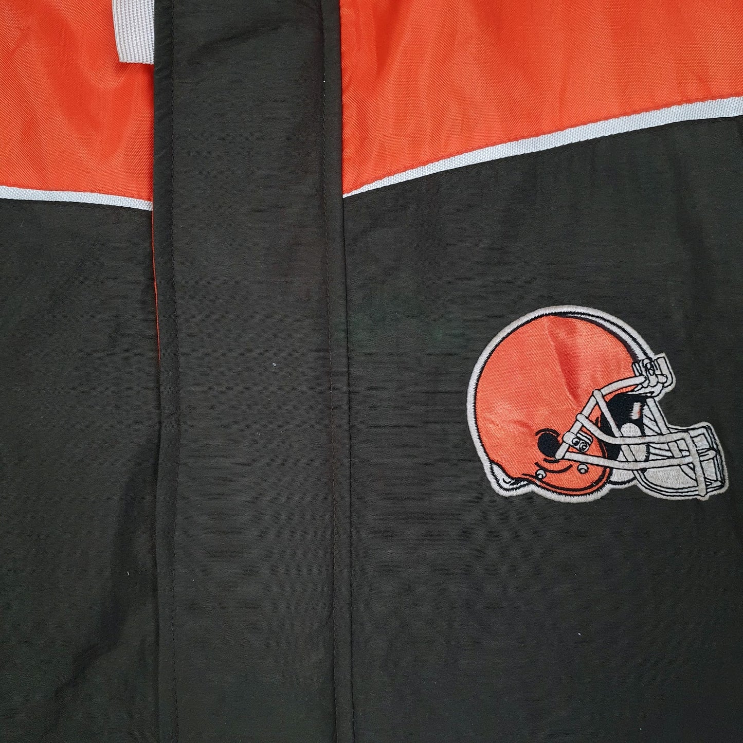 Mens Brown NFL Cleveland Browns Windbreaker Crewneck Coat