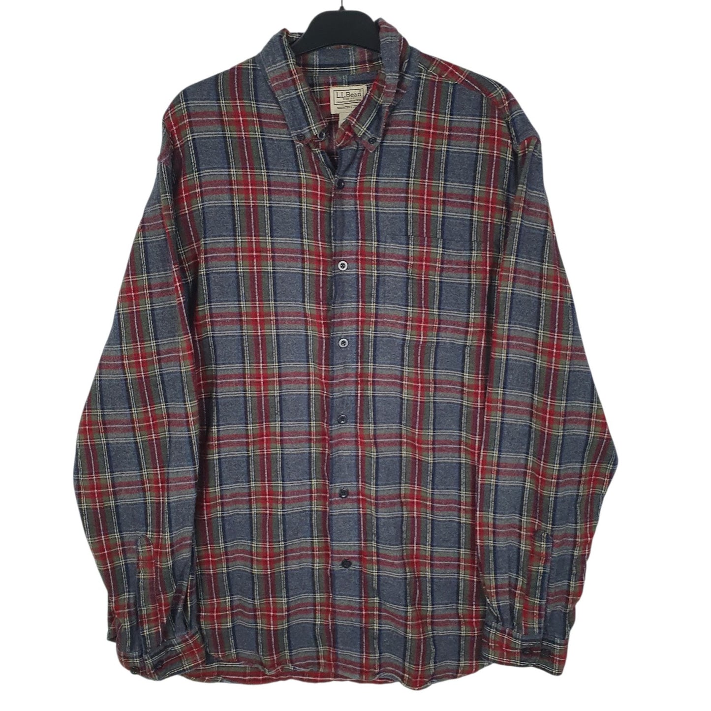 Mens Grey L.L.Bean Flannel Long Sleeve Shirt