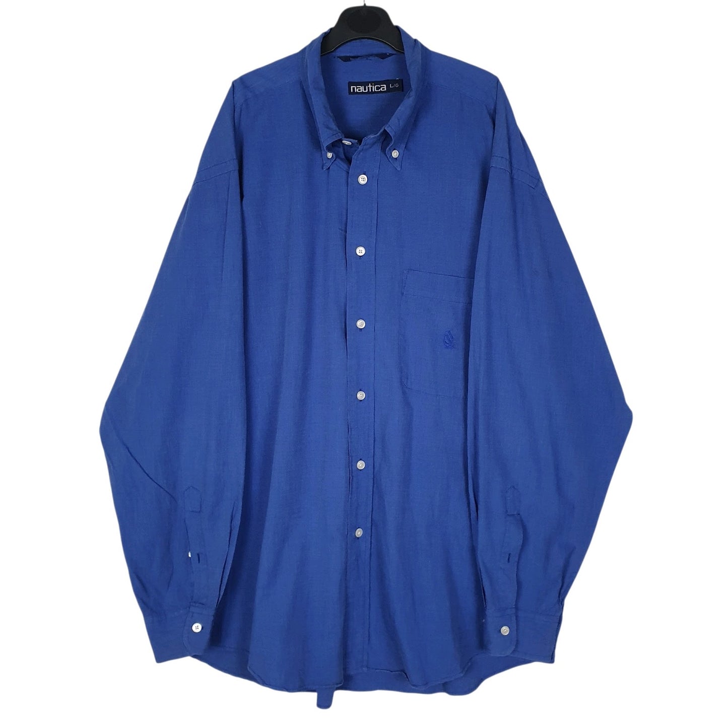 Mens Blue Nautica Vintage 90s Long Sleeve Shirt