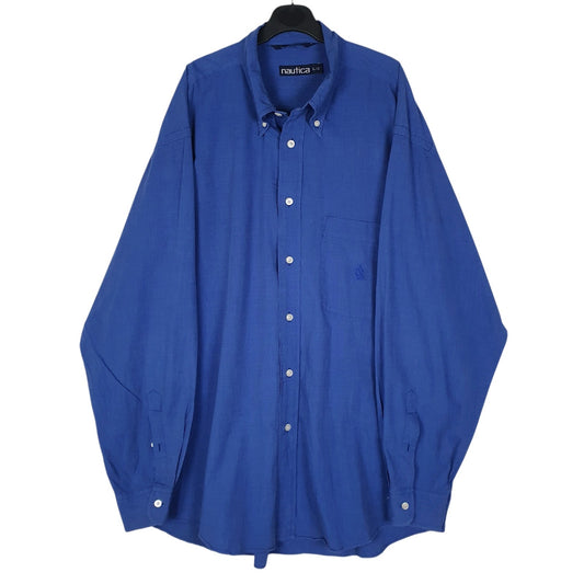 Mens Blue Nautica Vintage 90s Long Sleeve Shirt
