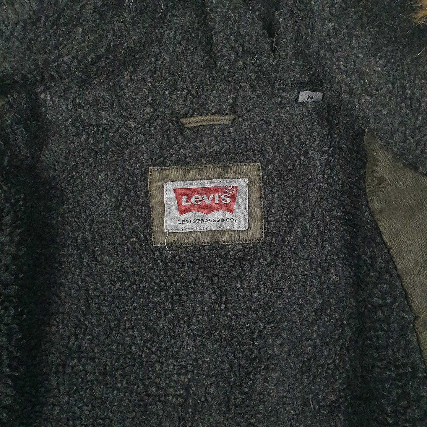 Mens Green Levis Heavy Sherpa Lined Military  Coat