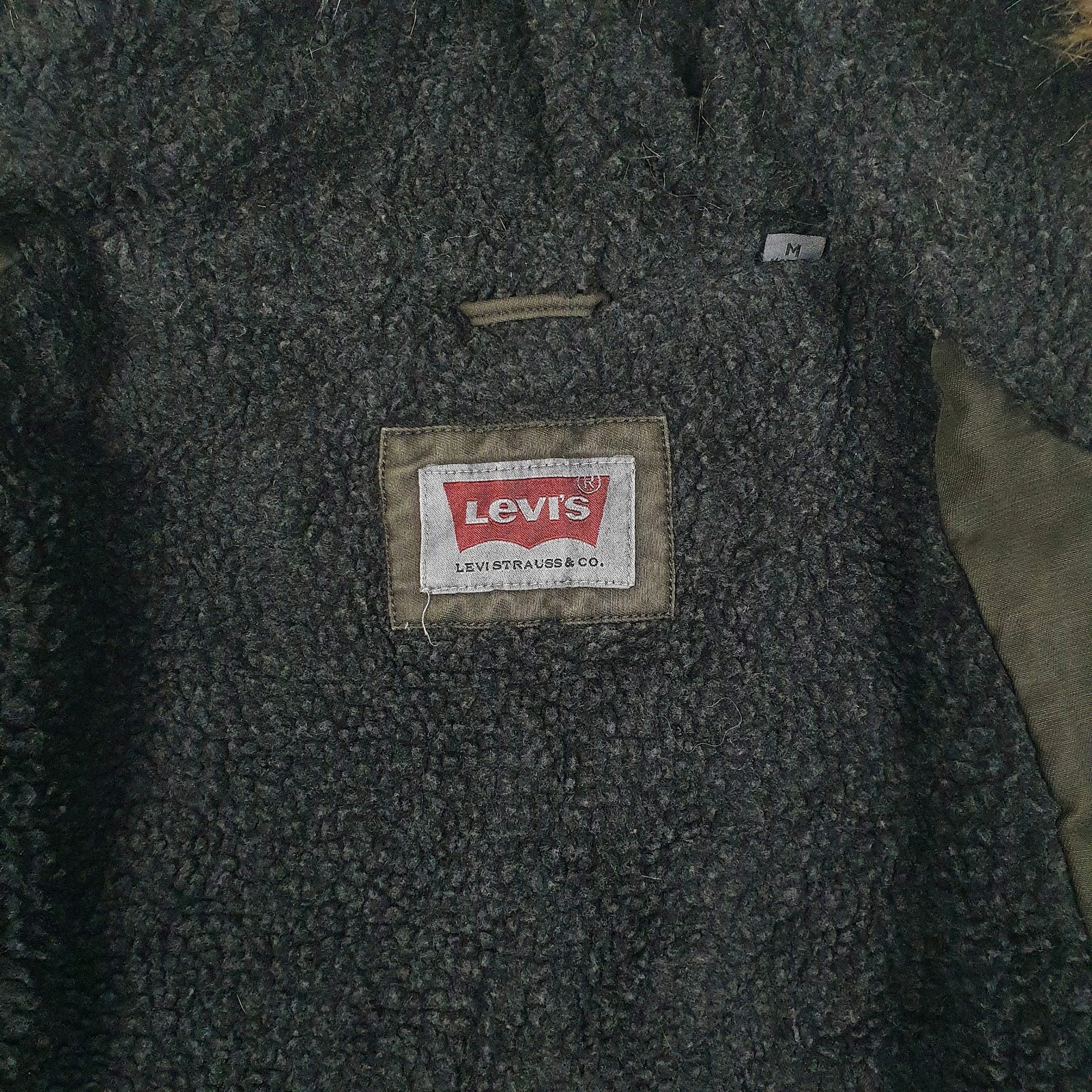 Mens Green Levis Heavy Sherpa Lined Military  Coat