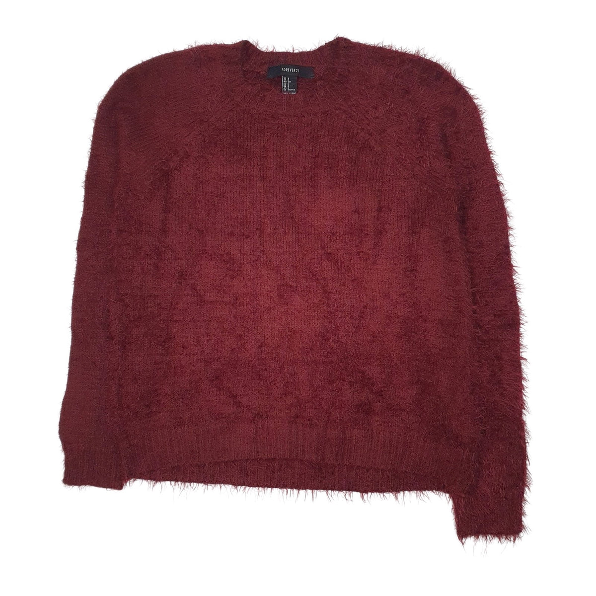 Womens Burgundy Forever 21 Fluffy Crewneck Jumper