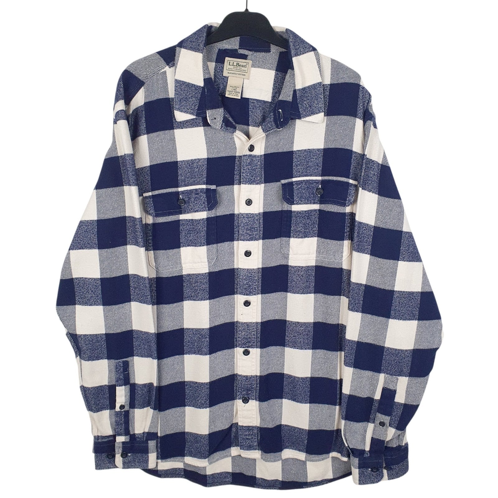 Mens Blue L.L.Bean Flannel Long Sleeve Shirt