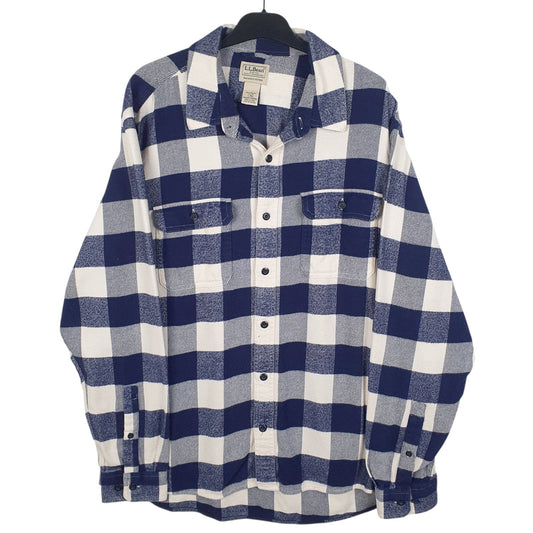 Mens Blue L.L.Bean Flannel Long Sleeve Shirt