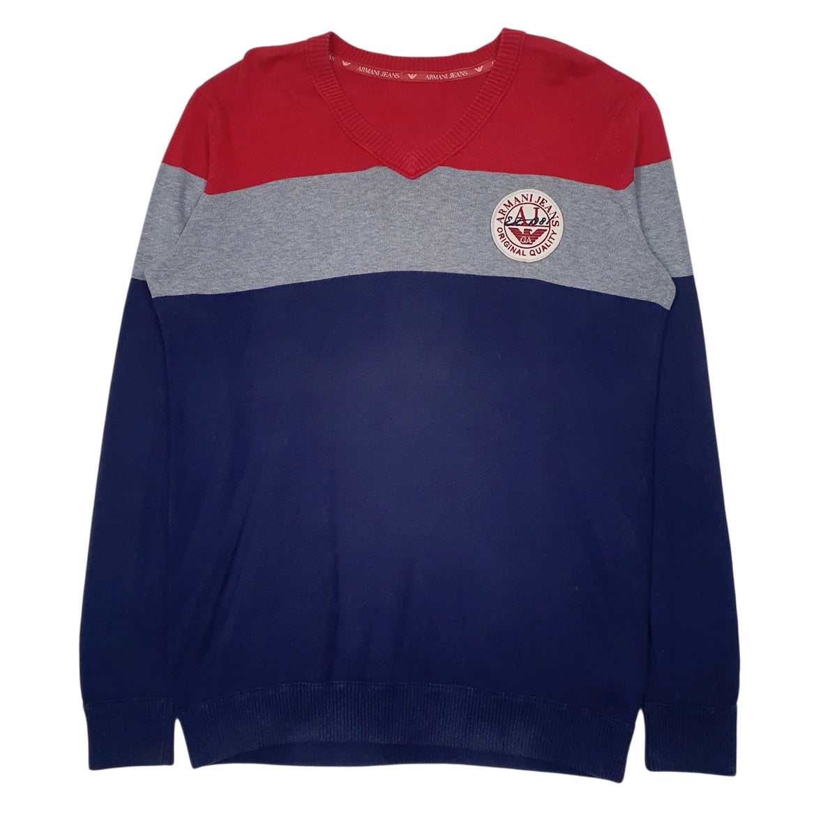 Mens Navy Armani  Crewneck Jumper