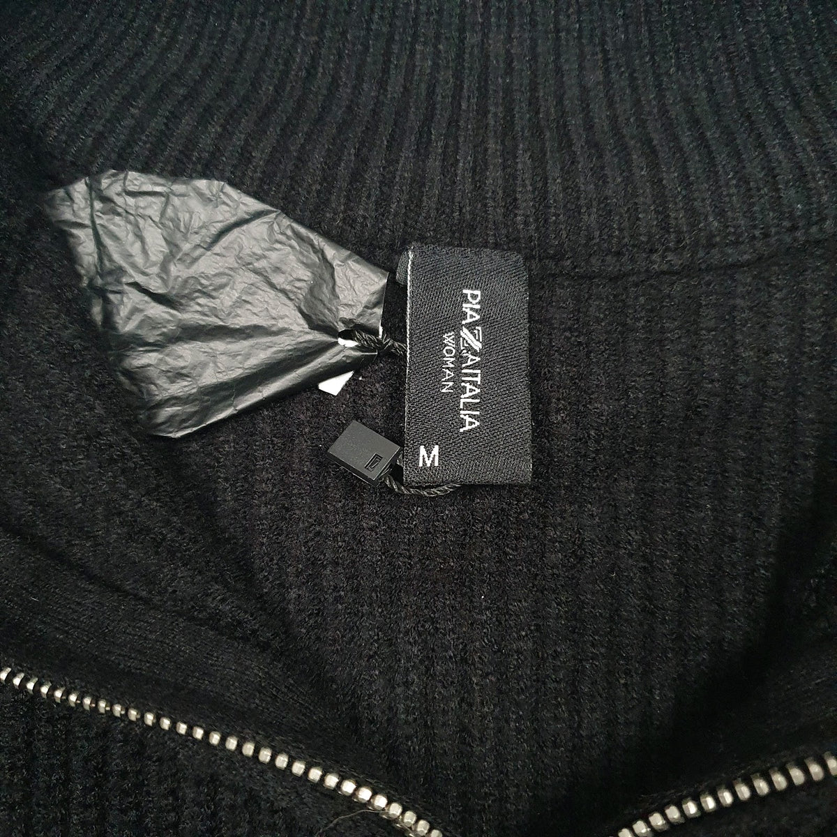 Womens Black Pizza Italia  Quarter Zip Jumper