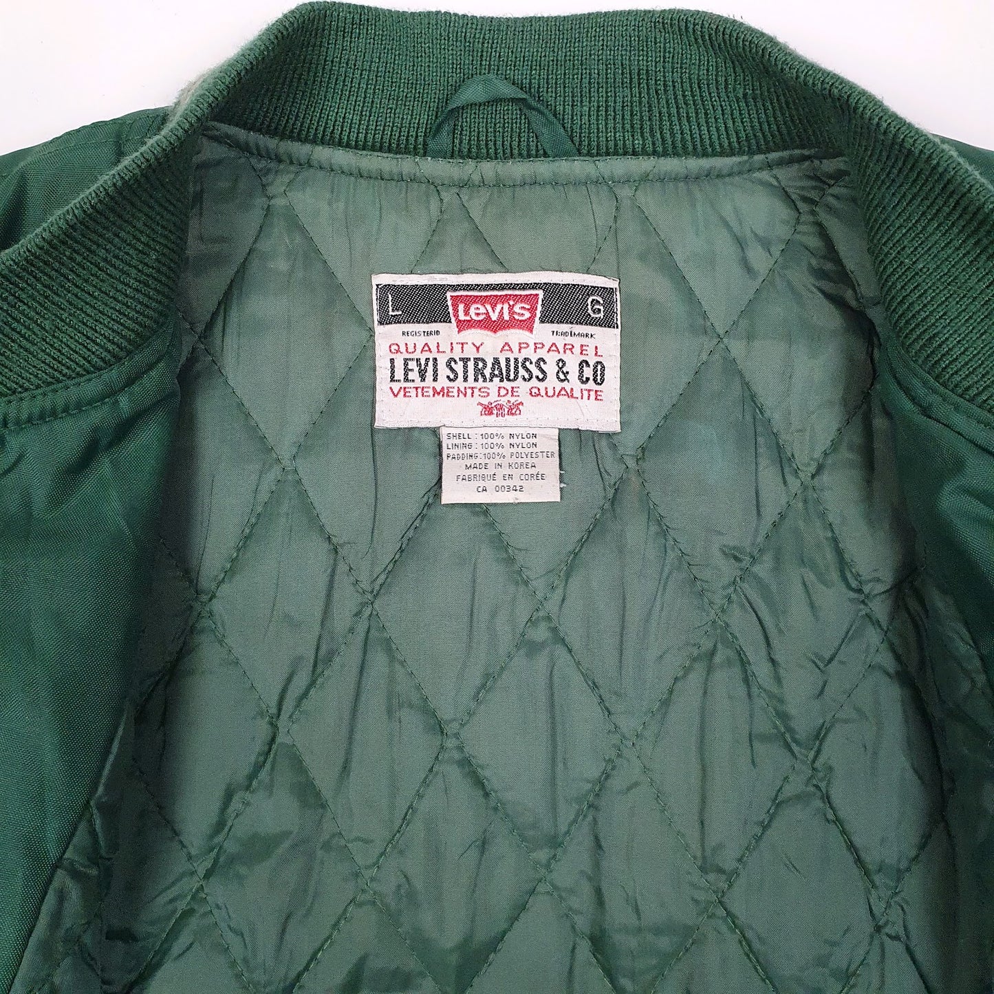 Mens Green Levis College Varsity Vintage 90s  Coat