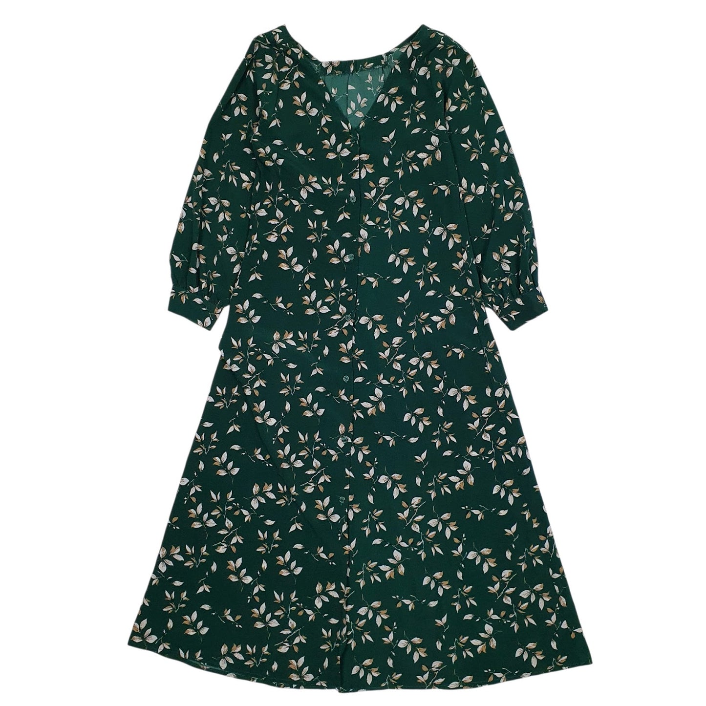 Womens Green Unbranded Floral Long Sleeve Dress