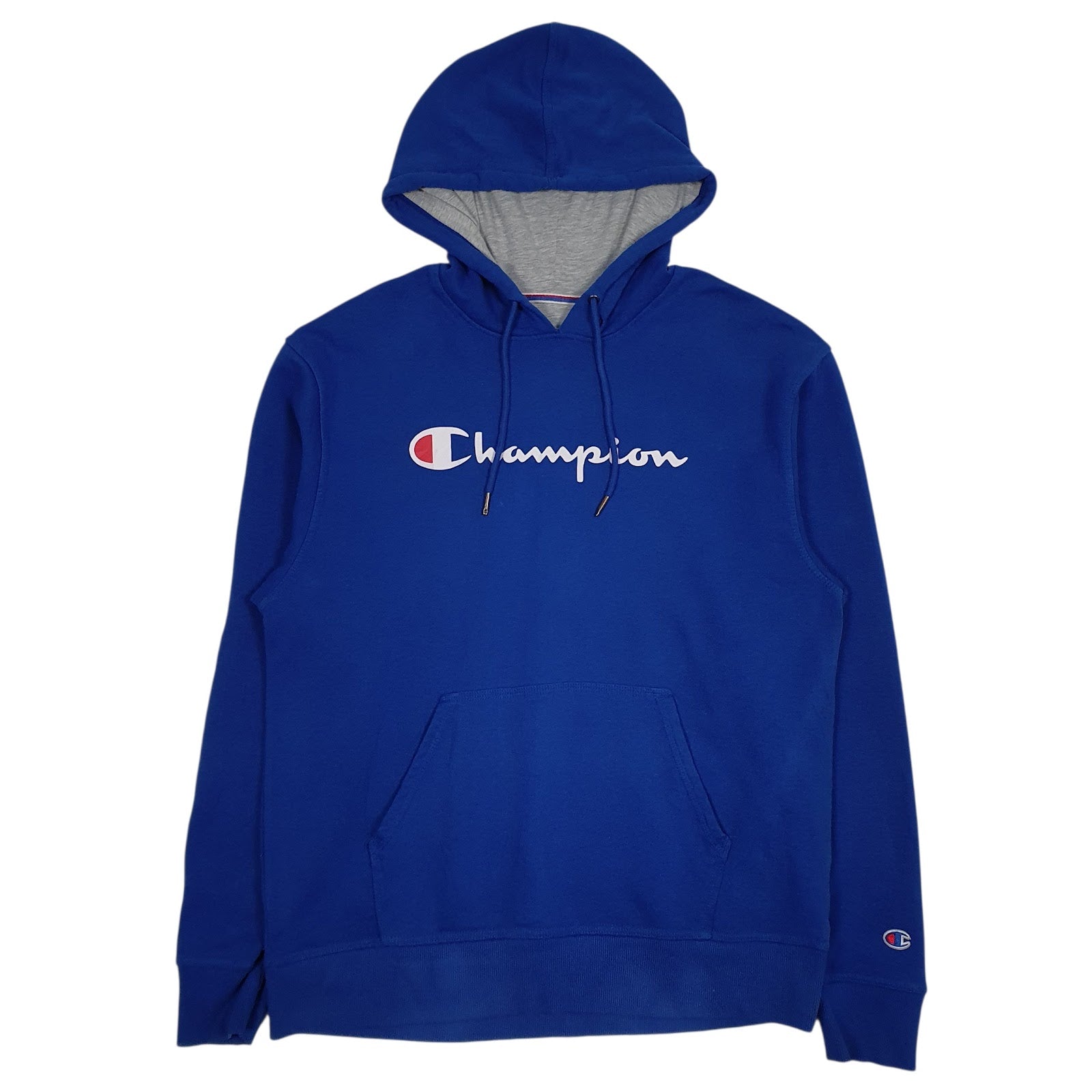 Mens Blue Champion Spellout Hoodie Jumper