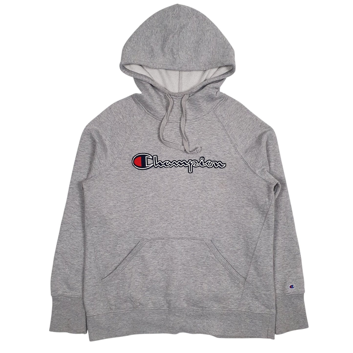 Mens Grey Champion Spellout Hoodie Jumper