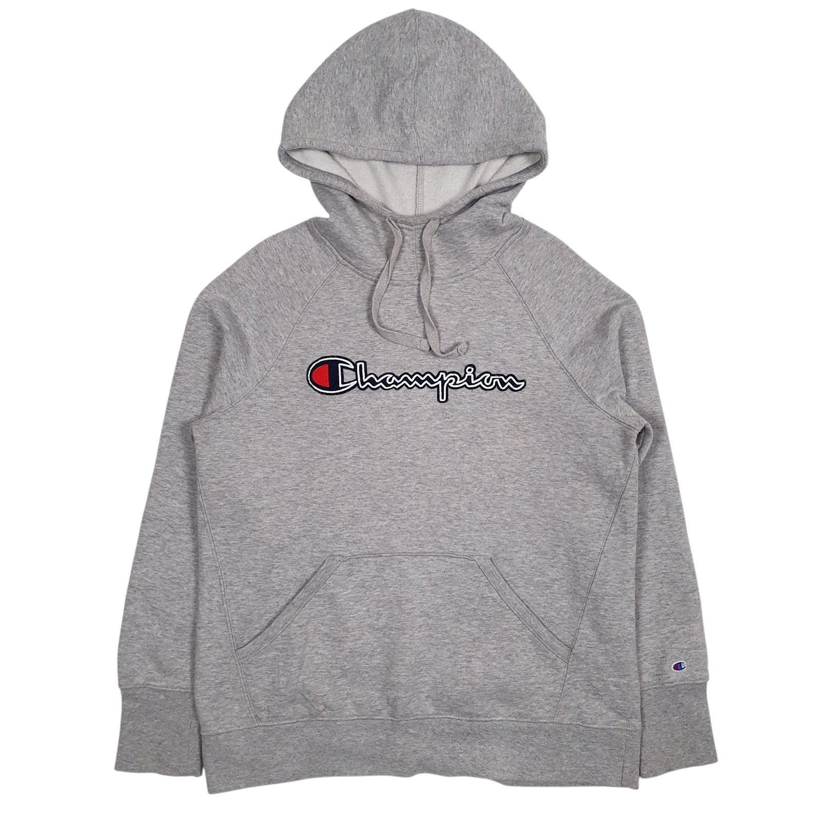 Mens Grey Champion Spellout Hoodie Jumper