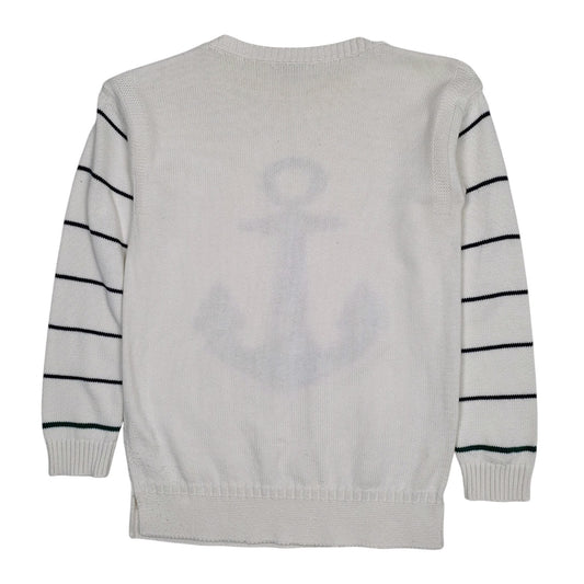 Womens White Barbour Beacon Brand Crewneck Jumper