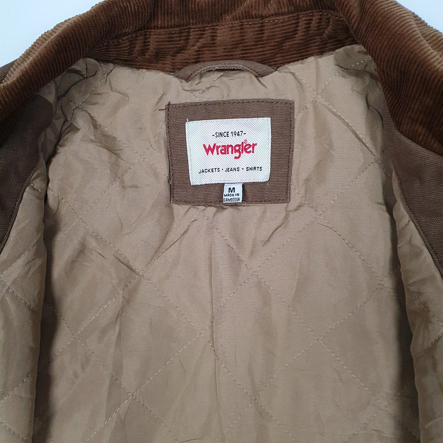 Mens Brown Wrangler Bomber Harrington Corduroy Detroit  Coat