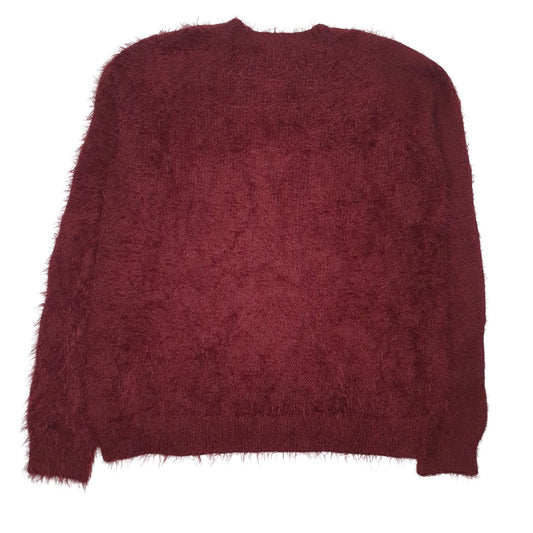 Womens Burgundy Forever 21 Fluffy Crewneck Jumper