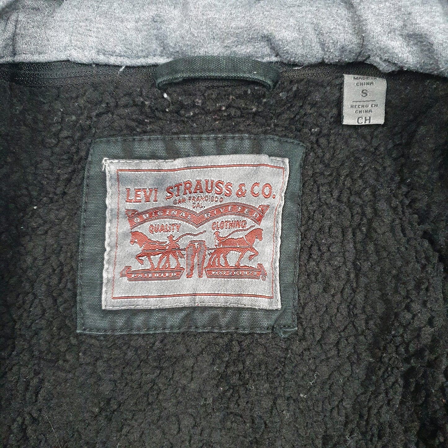 Mens Black Levis Sherpa Lined  Coat