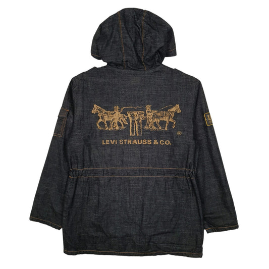 Womens Navy Levis Denim Longline  Coat