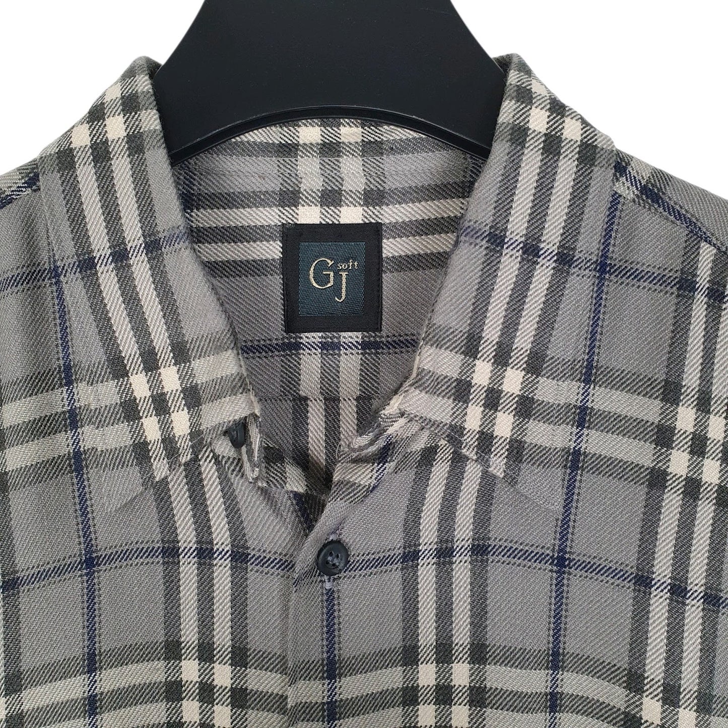 Mens Grey GJ Plaid Flannel  Shirt