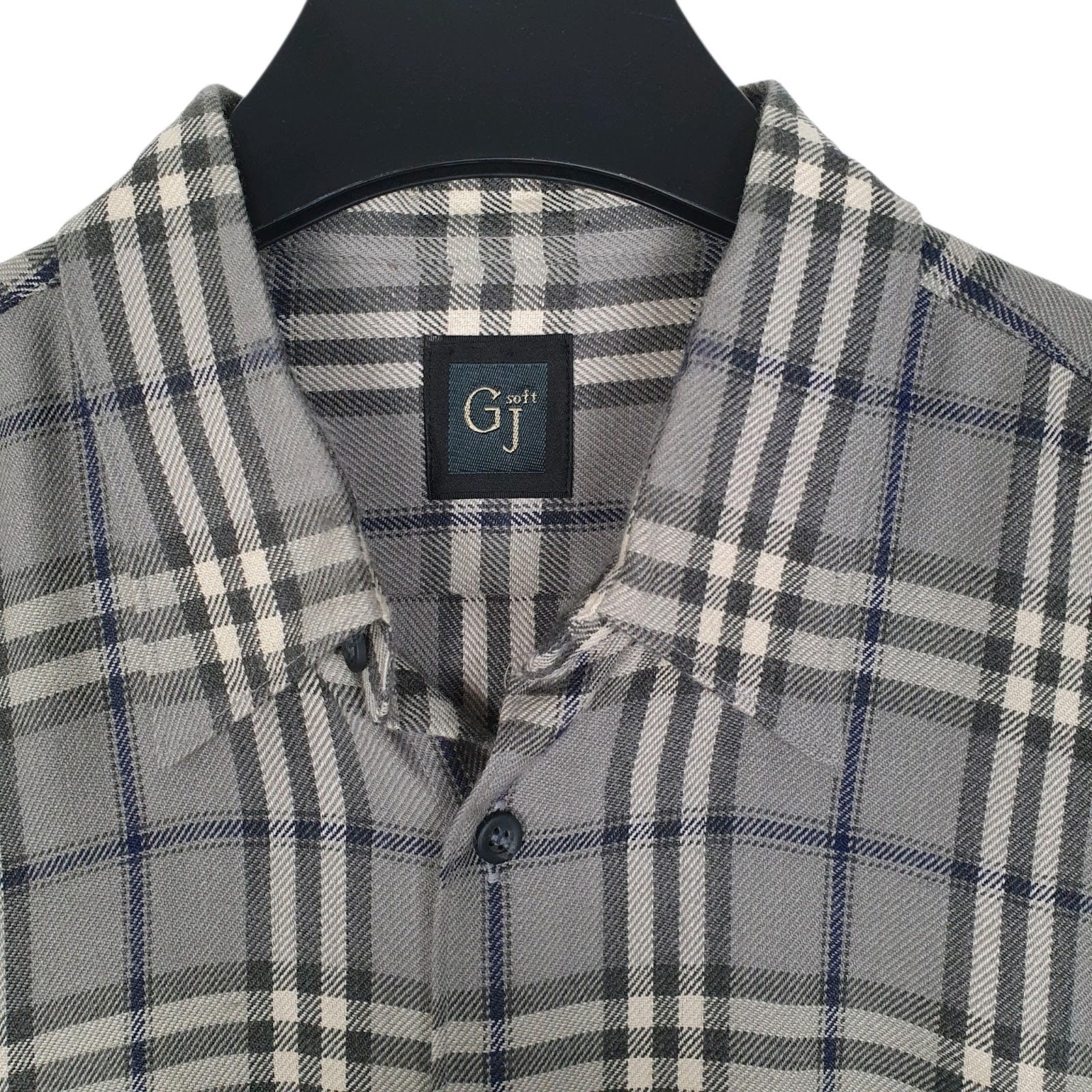 Mens Grey GJ Plaid Flannel  Shirt