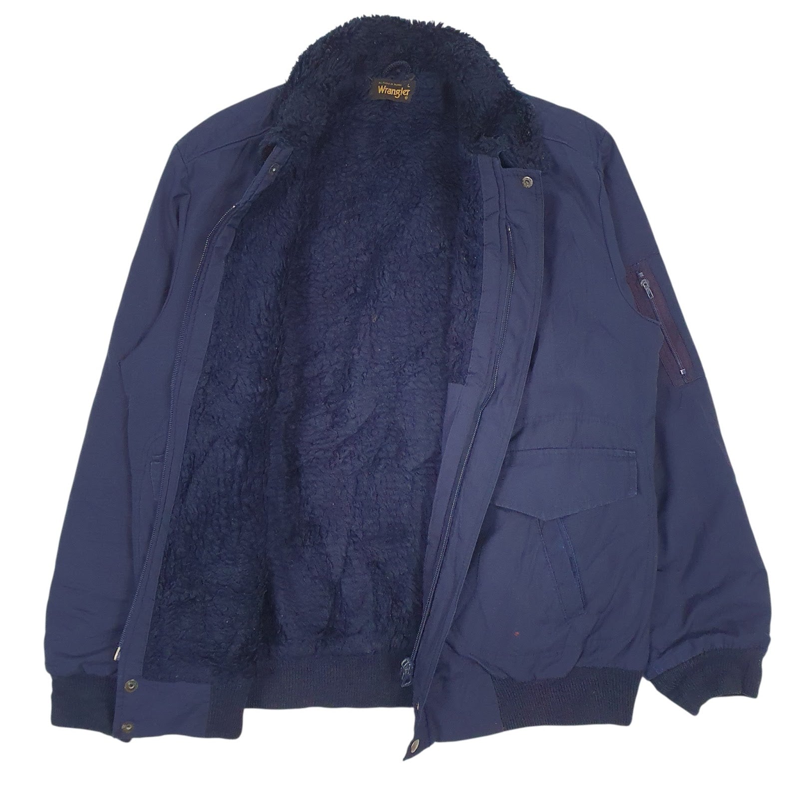 Mens Navy Wrangler Racing Team Sherpa Lined  Coat