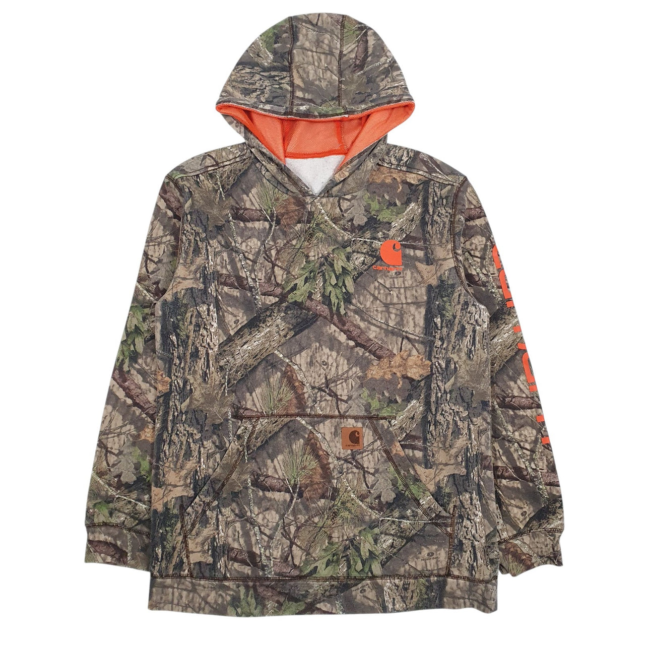 Mens Brown Carhartt Real Tree Mossy Oaks Lightweight Hoodie Jumper