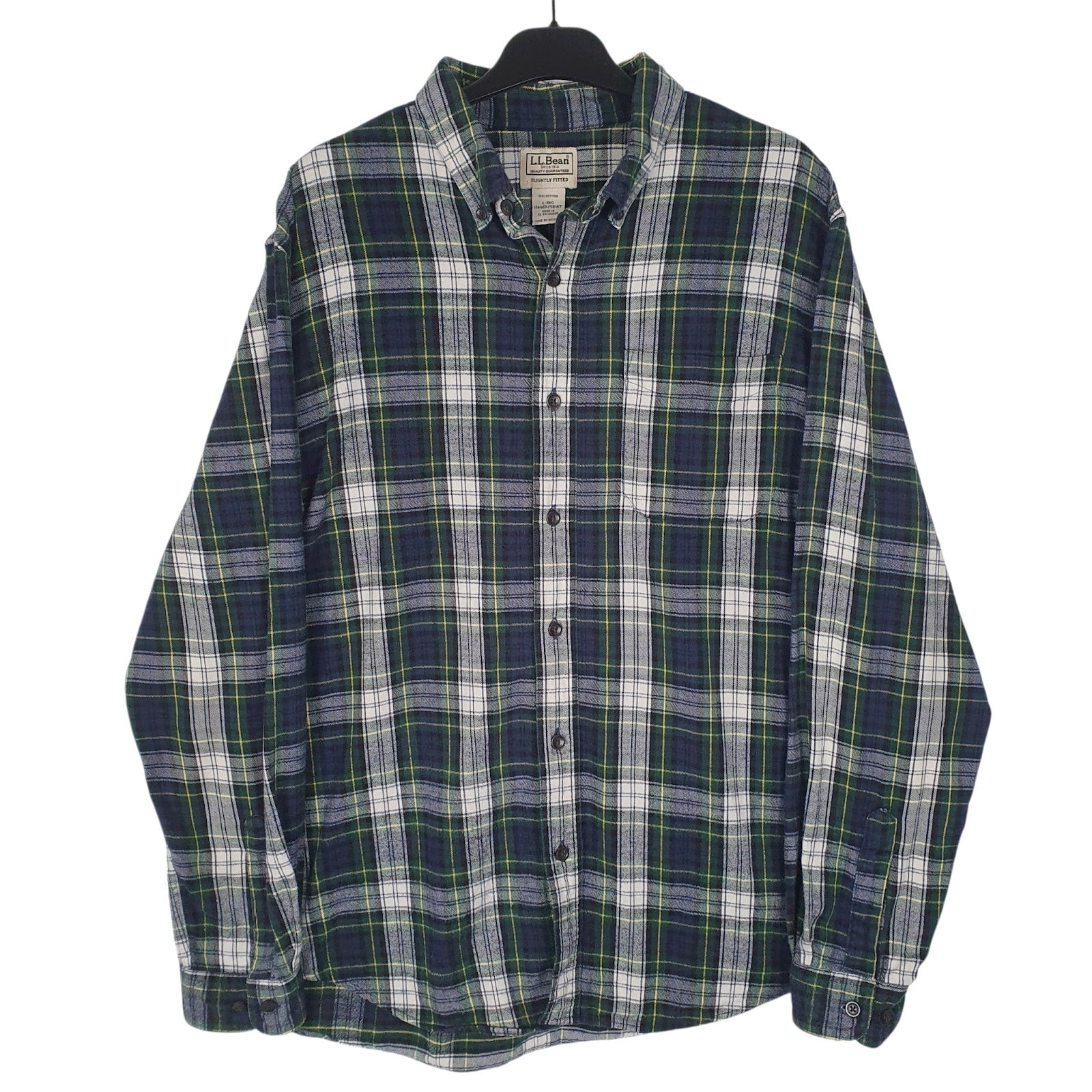 Mens Navy L.L.Bean Flannel Long Sleeve Shirt