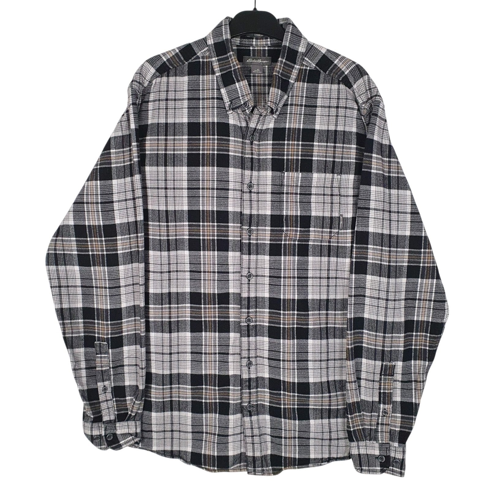 Mens Grey Eddie Bauer Flannel Long Sleeve Shirt