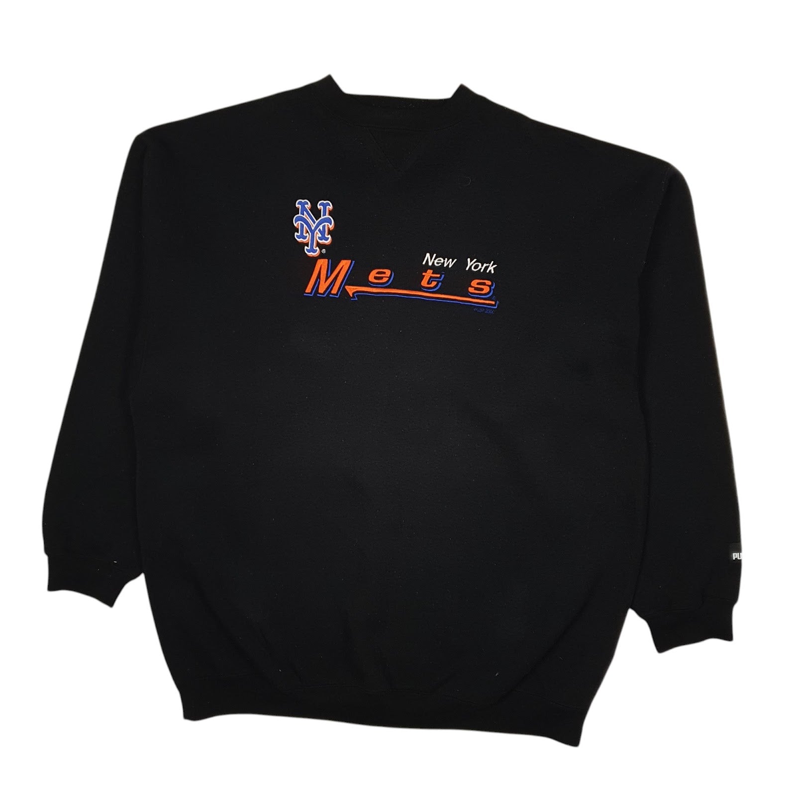 Mens Black Puma Vintage 2000s New York Mets MLB Baseball Crewneck Jumper