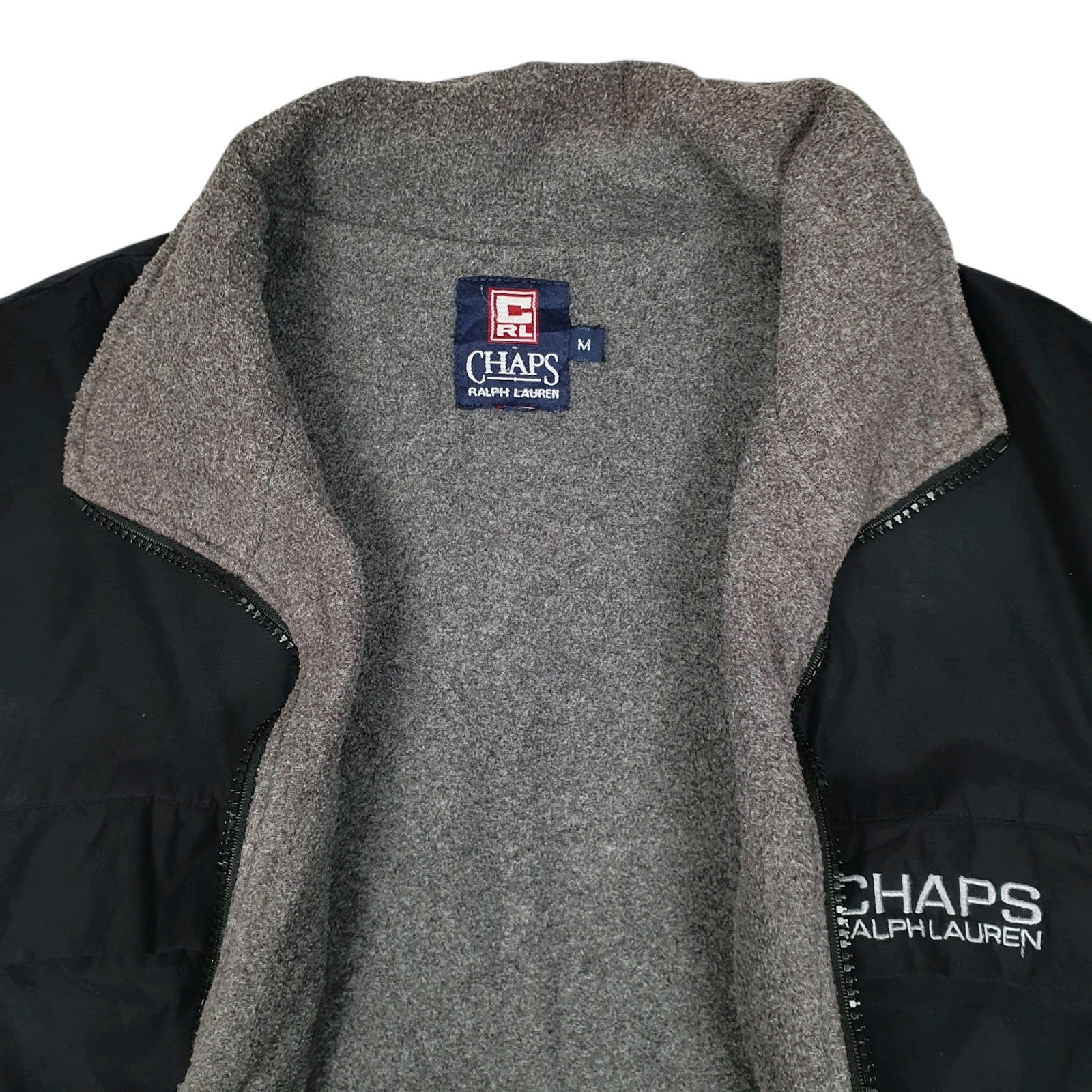 Mens Black Ralph Lauren Vintage 90s Fleece Lined Hoodie Coat